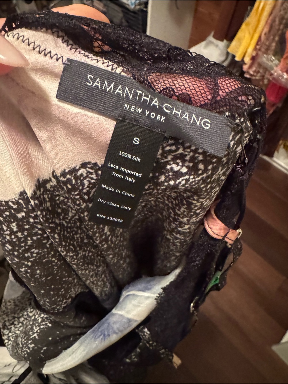 Samantha Chang New York Silk Lace sleep dress - Black & Blush - Picture 2 of 3